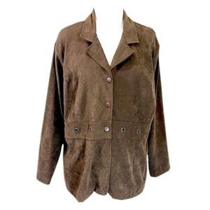 Joanna Plus Peplum Jacket Size 3X Stretch Brown